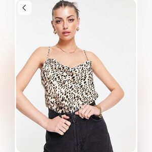 River Island Animal Print Satin Cowl Neck Cami